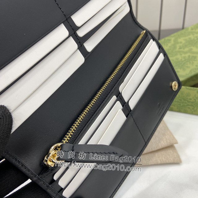 Gucci專櫃古馳最新款Emblem系列翻蓋長夾錢包 jh2403型號：821802